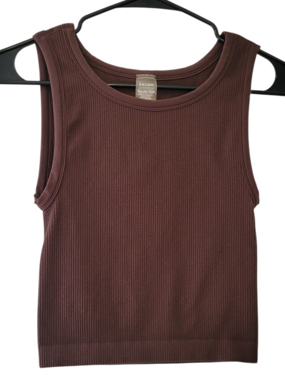 Sunday Best Aritzia Dark Brown Ribbed Cropped Tank Top Size S